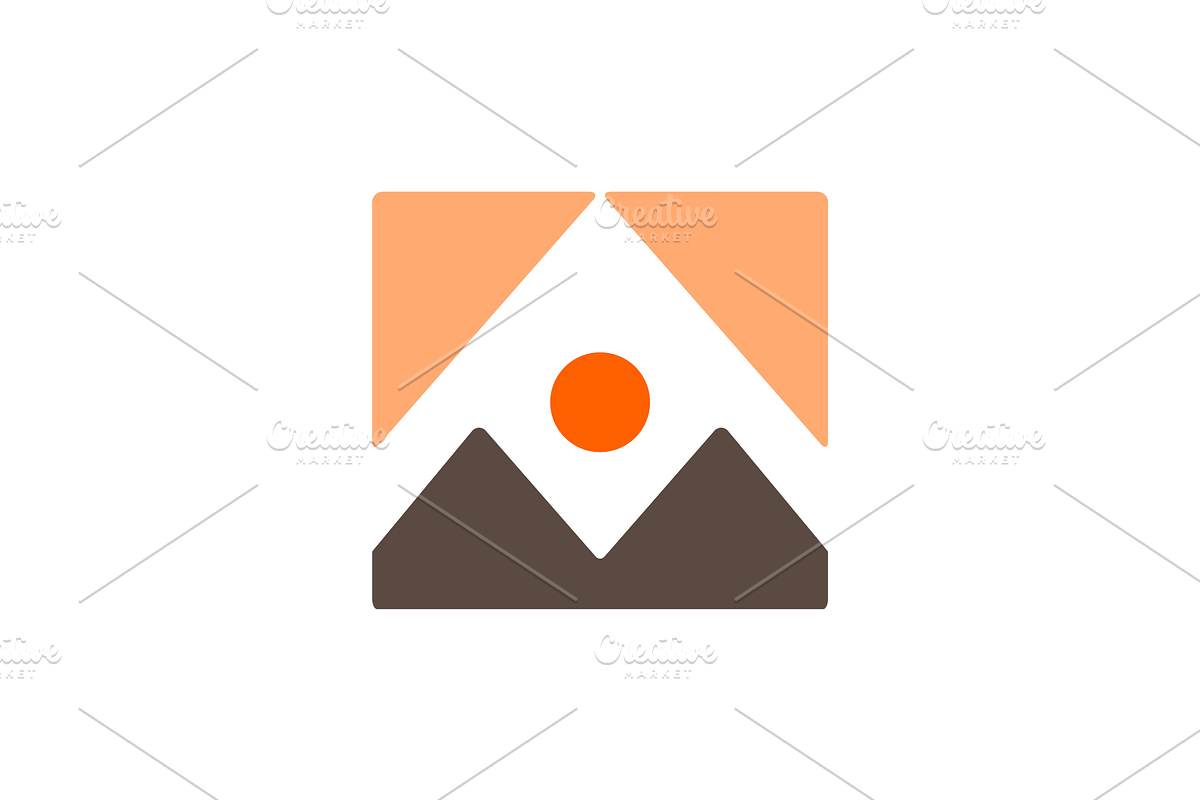 mountain view with sunset logo, a Branding & Logo Template by devastd