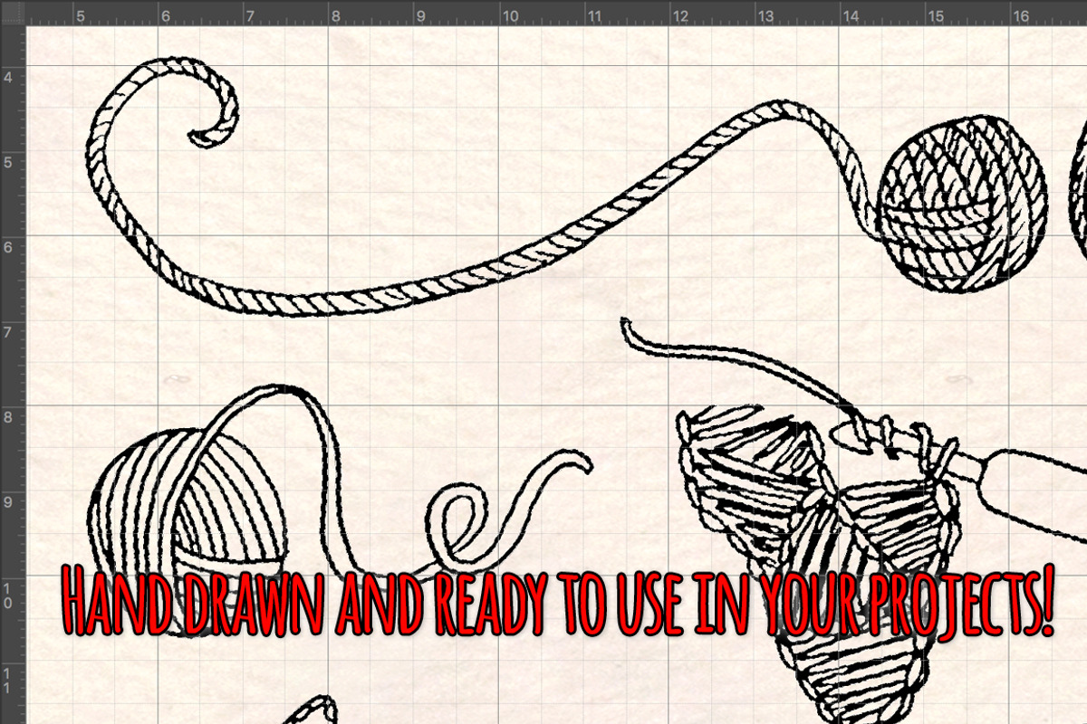 33 Crochet and Yarn Sketch Graphics, a Decorative Illustration by Violet LeBeaux (Photo 3 of 3)