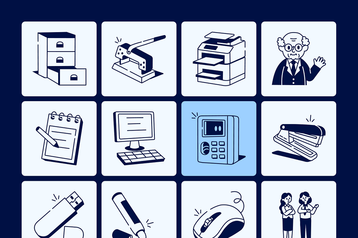 Office Work Drawing Art Set, an Outline Icon by Vectors Market (Photo 9 of 9)