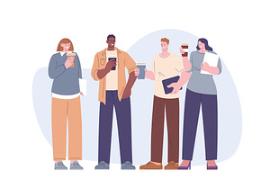 Young adults stand together and, a Person Illustration by Valerie Bodnar
