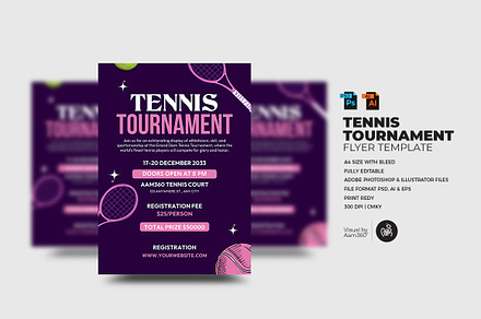 Tennis Tournament Flyer Template, a Flyer Template by Aam360