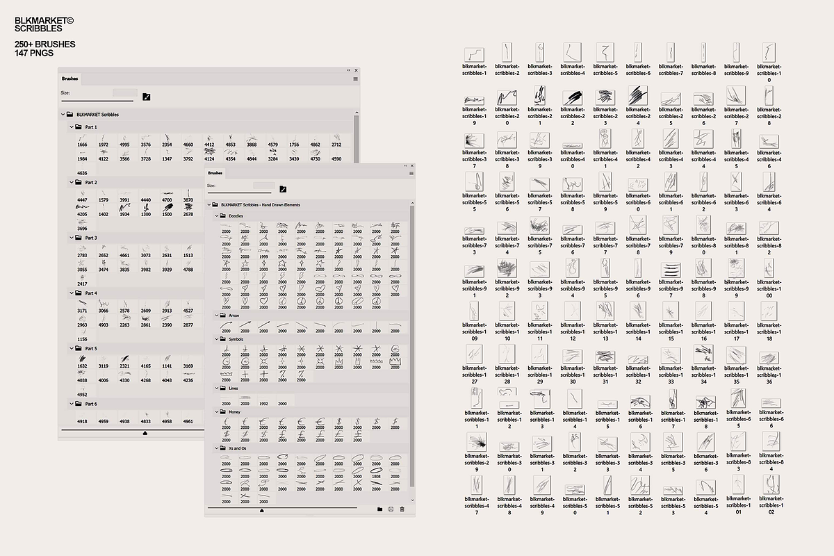 Scribbles Pack 250+ Elements, a Texture Graphic by BLKMARKET© (Photo 2 of 5)