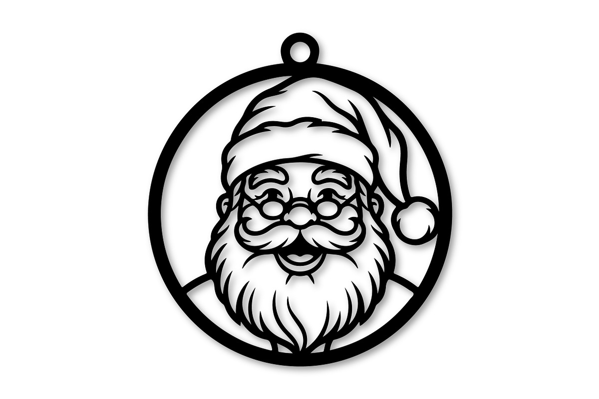 Santa Claus Face Christmas Laser Cut, a Seasonal Illustration by CraftArtStudio (Photo 2 of 3)