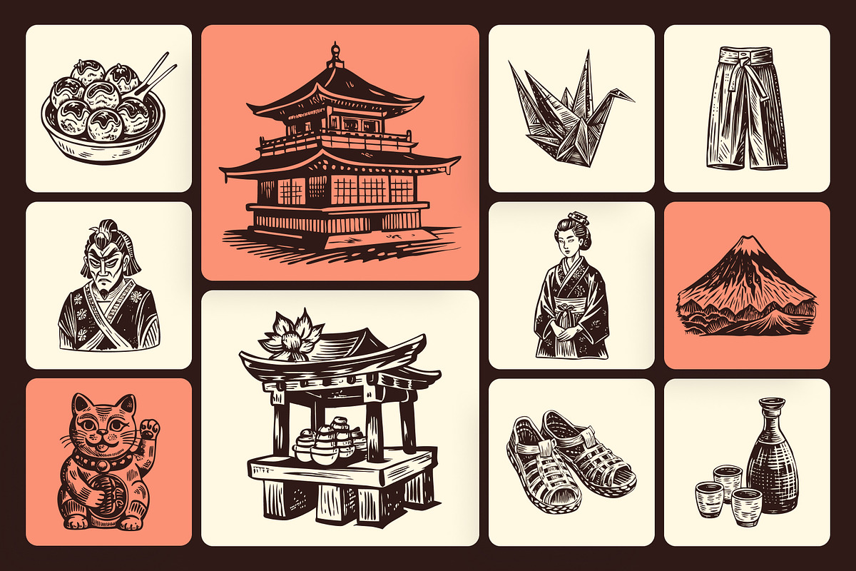 Vintage Japan Art Illustration, a Decorative Illustration by Creative Stall (Photo 5 of 10)