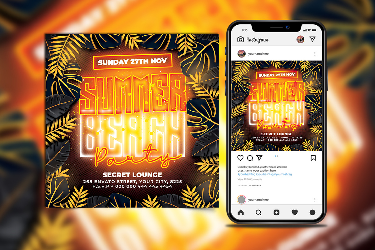 Summer Beach Party Flyer Template, a Flyer Template by FlyerPixles(SP11) (Photo 1 of 3)