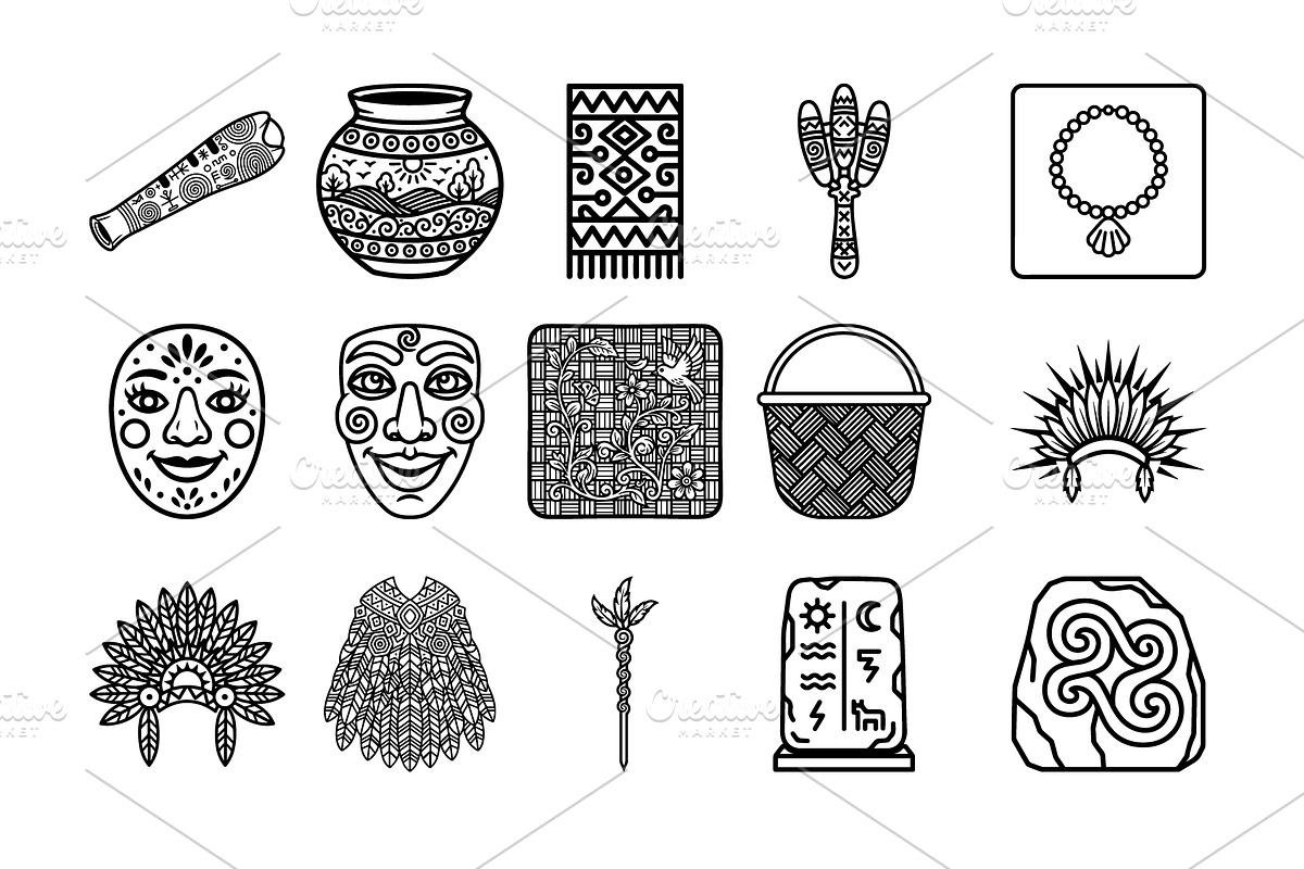 40 Tribal & indigenous cultural Icon, an Outline Icon by Nurlan's shop (Photo 2 of 4)