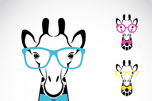 Vector Of Giraffe Wearing Glasses.