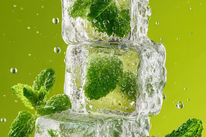 Refreshing Mint Ice Cubes Green Back, a Photo by Pixeness Studio