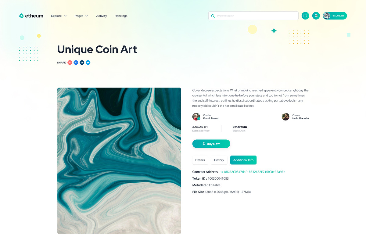 Etheum - NFT Marketplace Figma UI, an UI Kit Template by Themeix (Photo 15 of 28)