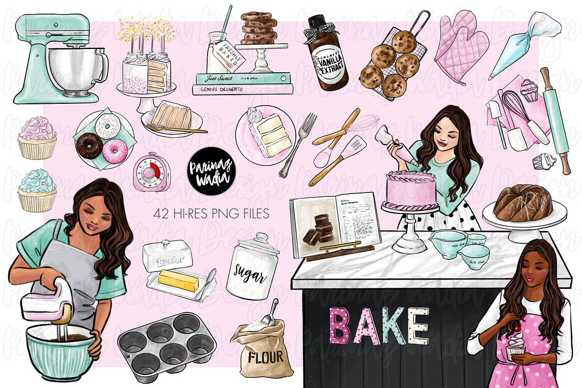 Home baker clipart bundle, a Food Illustration by Parinaz Wadia Design (Photo 2 of 9)