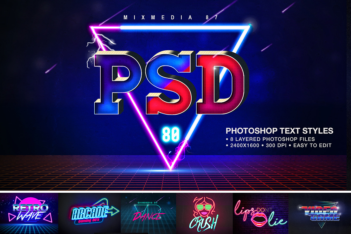 Retro Text Effects, a Layer Style Add-On by mixmedia87 (Photo 1 of 8)