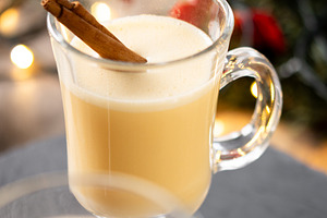 Christmas Eggnog with Cinnamon and Festive Lights, a Food & Drink Photo by etorres69