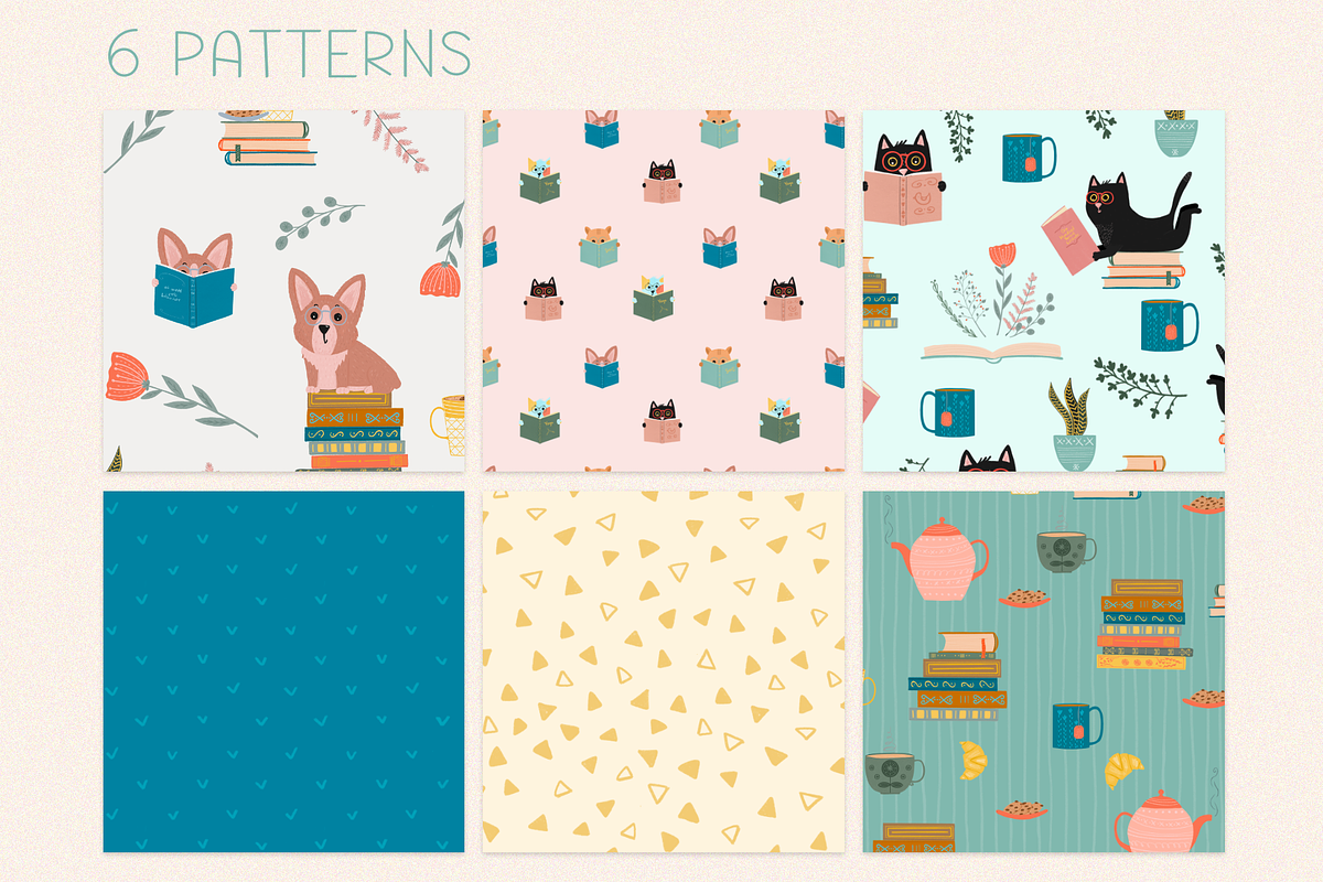 Cute pets reading the books. Clipart, an Animal Illustration by PenguinArtStudio (Photo 7 of 13)