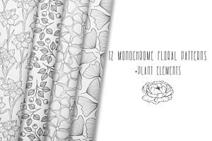 12 Monochrome floral pattern, a Pattern Graphic by ananastya