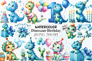 Blue Dinosaur Birthday PNG, an Illustration by CraftArtStudio (Thumbnail 1 of 6)