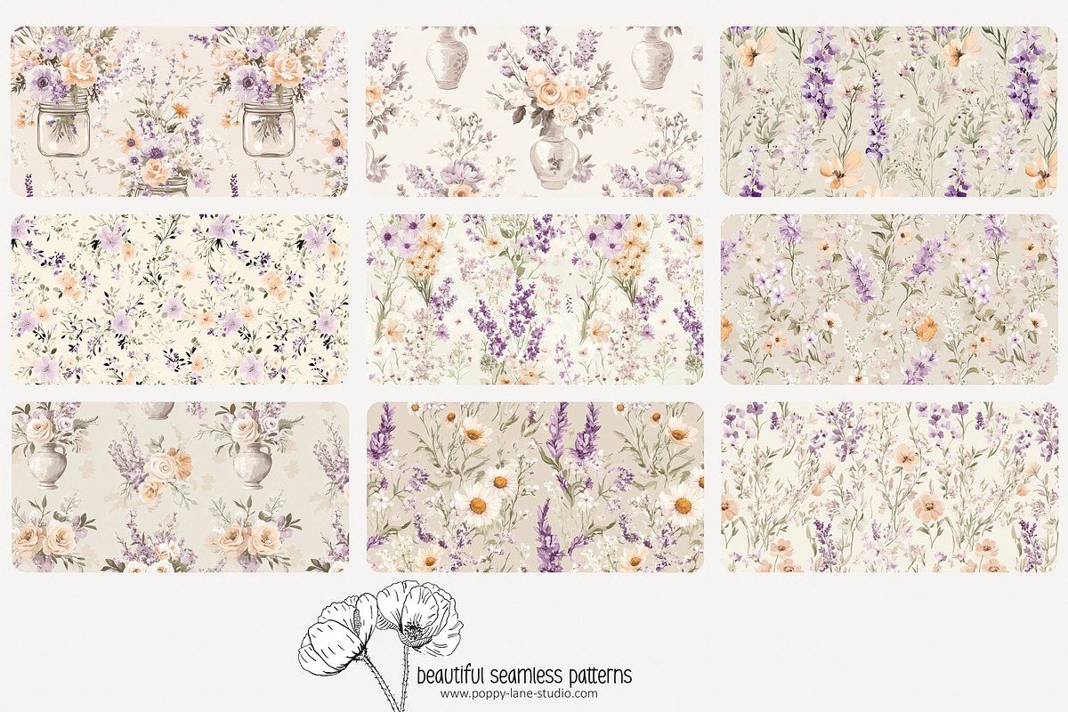 70 Provence floral seamless pattern, a Pattern Graphic by Poppy Lane Studio (Photo 7 of 10)