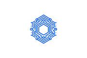 Modern Geometric Circuit Hexagon Log, a Branding & Logo Template by Vectorium Studio (Thumbnail 1 of 9)