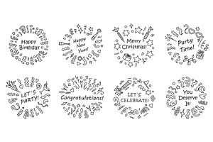 Celebration doodle frames, an Object Illustration by winwin.art