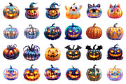 Watercolor Halloween Pumpkin PNG, an Illustration by SinaCreation (Thumbnail 2 of 7)