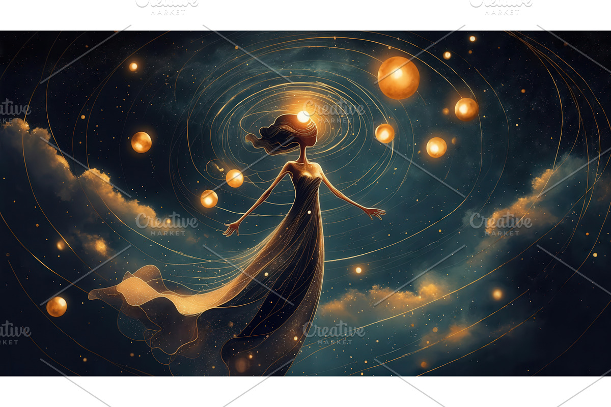 Ethereal woman in flowing dress, an Illustration by tilialucida