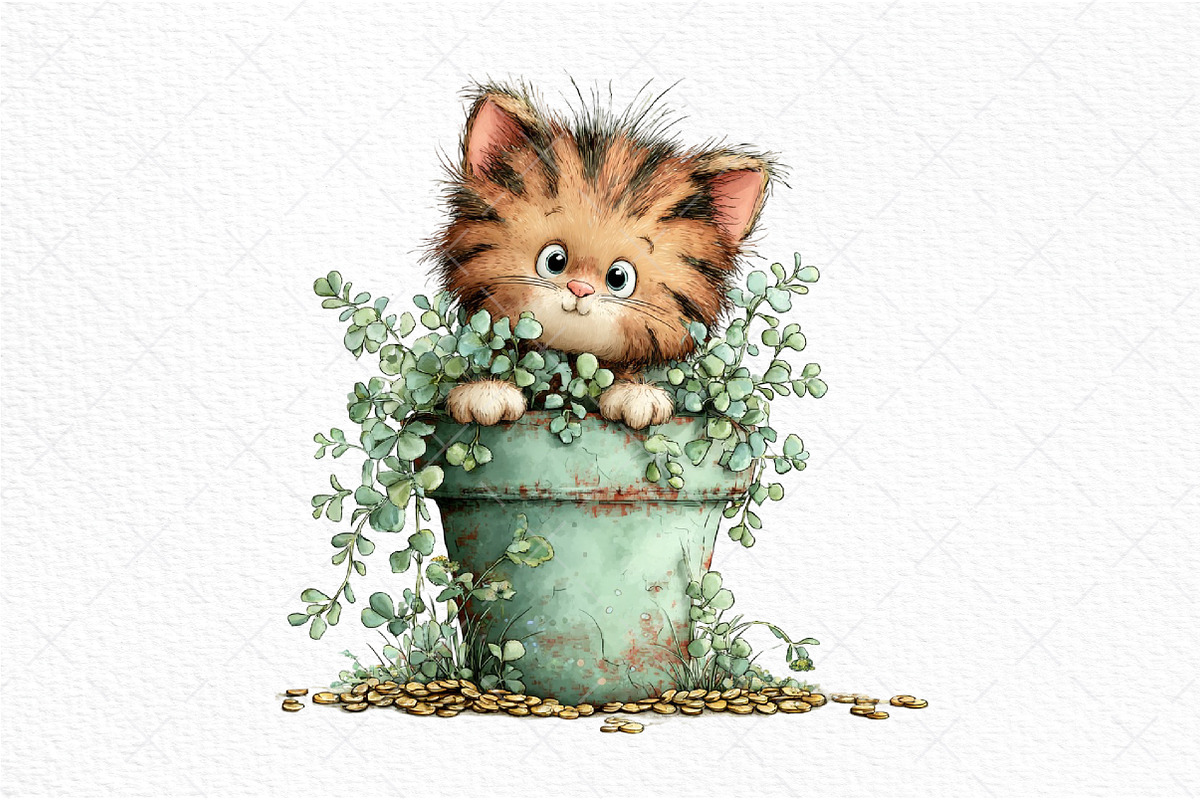 Whimsical St Patrick's Day Cat PNG, an Illustration by Craft Nest (Photo 10 of 11)