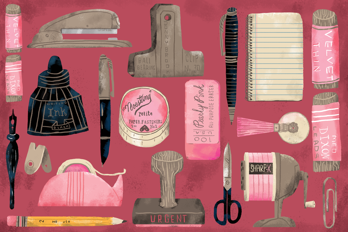 18 Vintage Office Supplies, an Object Illustration by Stephanie K. Birdsong (Photo 2 of 2)