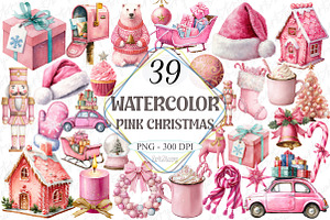 Pink Christmas Sublimation Clipart, a Graphic by designcity5
