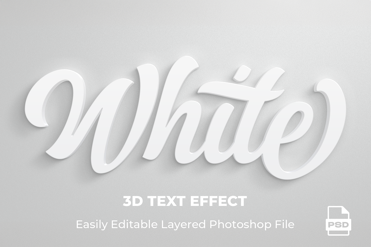 White – Realistic 3D Text Effect, a Layer Style Add-On by Ron Dale