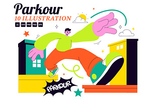 10 Parkour Sports Illustration, a Person Illustration by denayunebgt