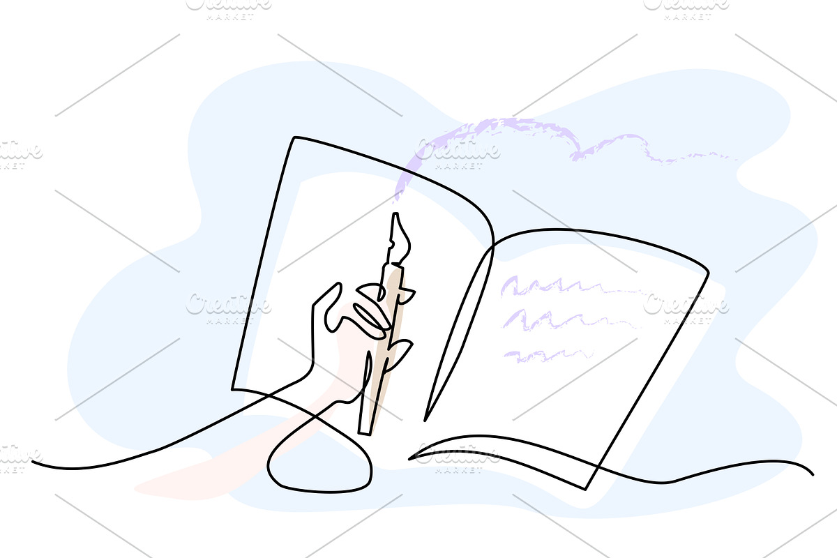 Hand with pen and book. The concept, a Person Illustration by Valenty