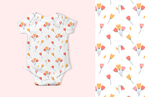 Kids Cute Floral Seamless Pattern