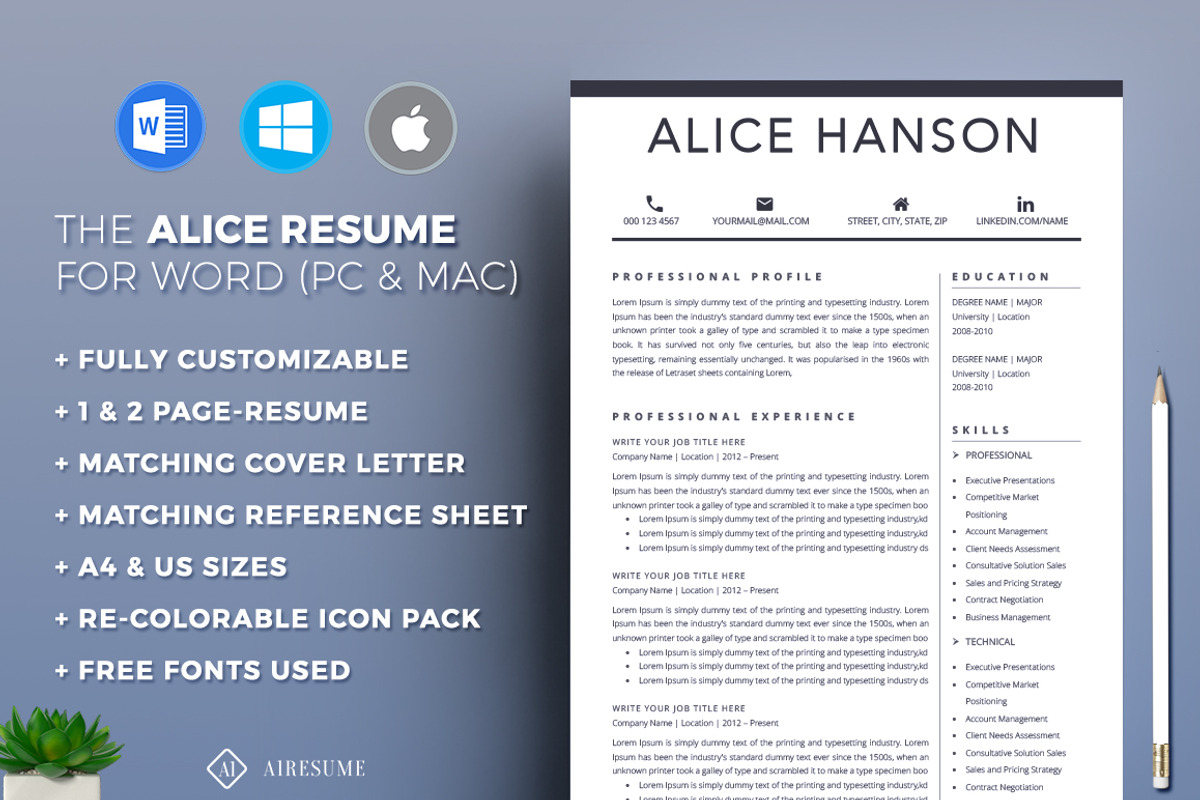 Resume/CV Template, a Resume Template by A1RESUME (Photo 2 of 6)