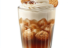 Realistic ice coffee with cream and, a Food & Drink Photo by Pixeness Studio