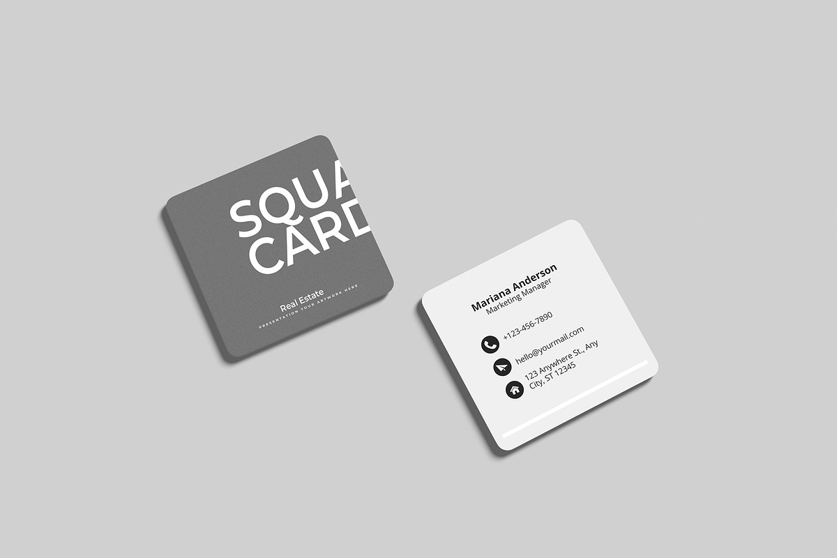 Square Business Card Mockup, an Advertising Mockup by Lxadesign (Photo 10 of 10)