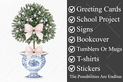 Watercolor Chinoiserie Christmas PNG, a Seasonal Illustration by Canvas Craft (Thumbnail 3 of 10)