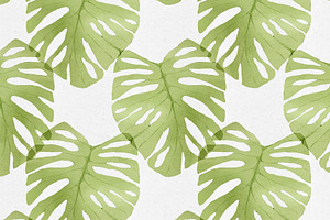 Watercolor Monstera Seamless Pattern