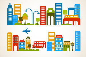 City And Homes Vector Set