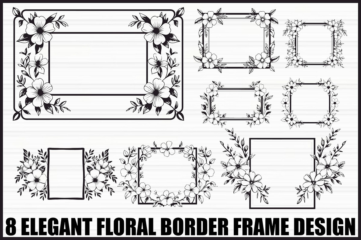 Elegant Floral Frame Bundle, an Illustration by jahid234 (Photo 1 of 9)