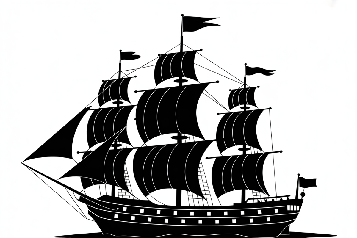 Sailing Ship Silhouette Vector, an Illustration by Amazin_art (Photo 4 of 8)