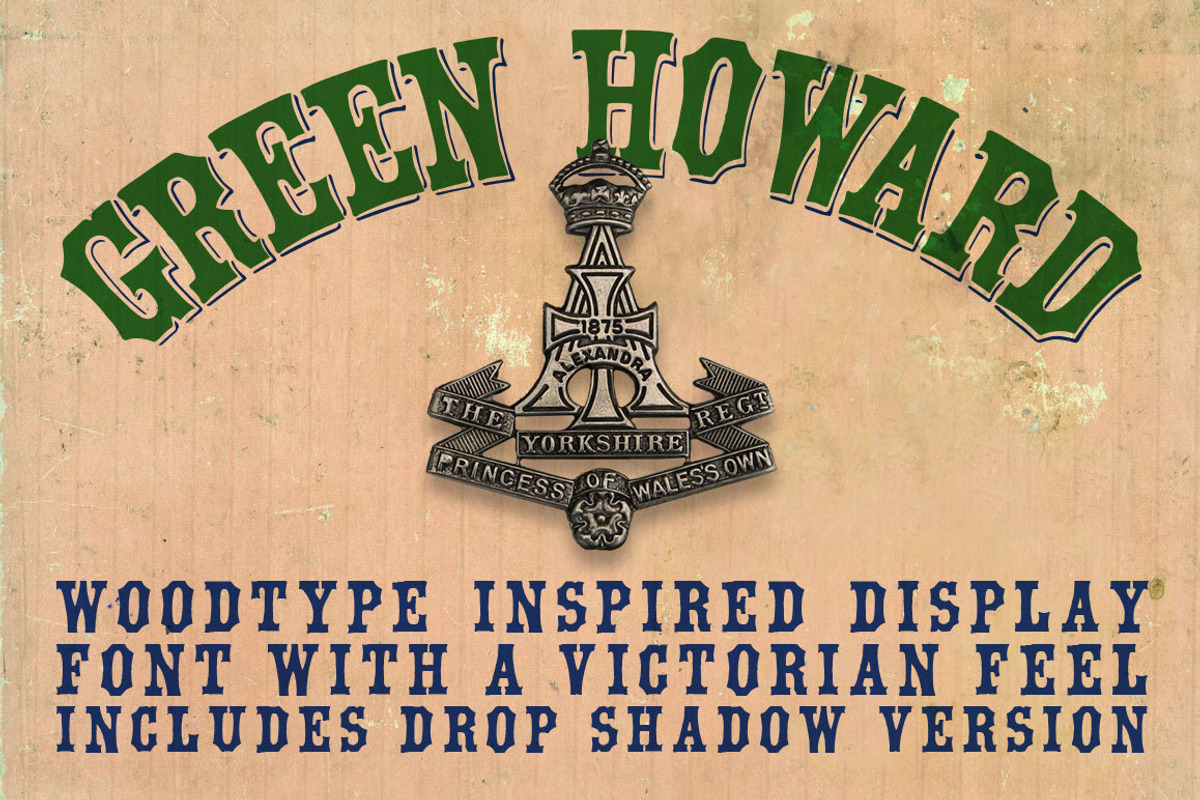 Green Howard Woodblock Font preview 3