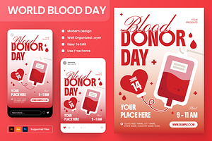 World Blood Donor Day Flyer Set, a Flyer Template by Annora Studio
