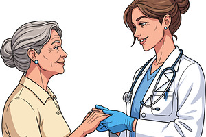 Geriatric Doctor Offering Support, a Health & Medical Photo by angellodeco