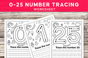25 Number Tracing Worksheet For Kids, a Stationery Template by Graphicsnext (Thumbnail 1 of 4)