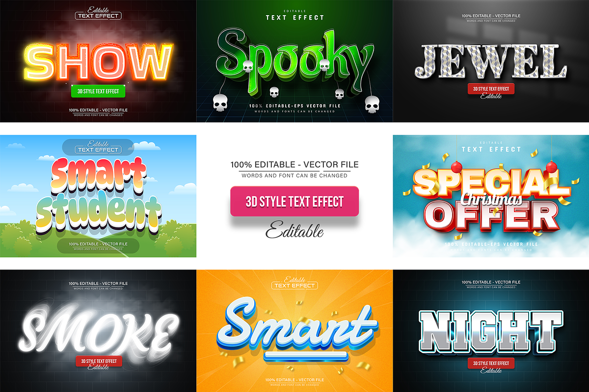 3D Text Effects Collection Vol 39, a Graphic by Aglonemadesign (Photo 1 of 9)