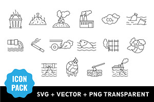 Pollution line art icon bundle svg