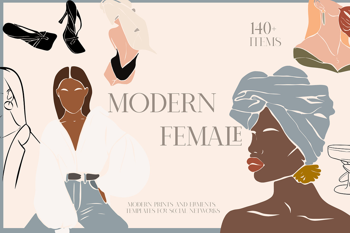 MODERN FEMALE abstract & line art, a Person Illustration by Alisha Gronska (Photo 1 of 9)