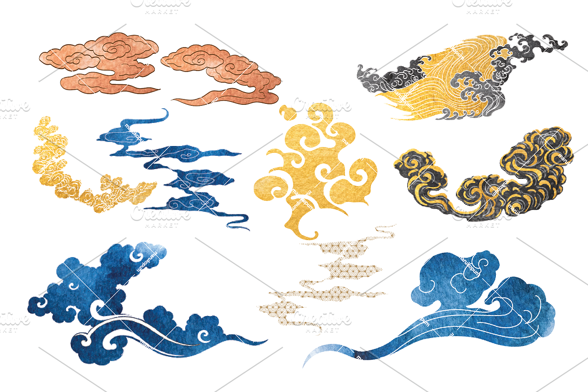 Cloud illustration in Vintage style, an Object Graphic by marukopum (Photo 3 of 3)