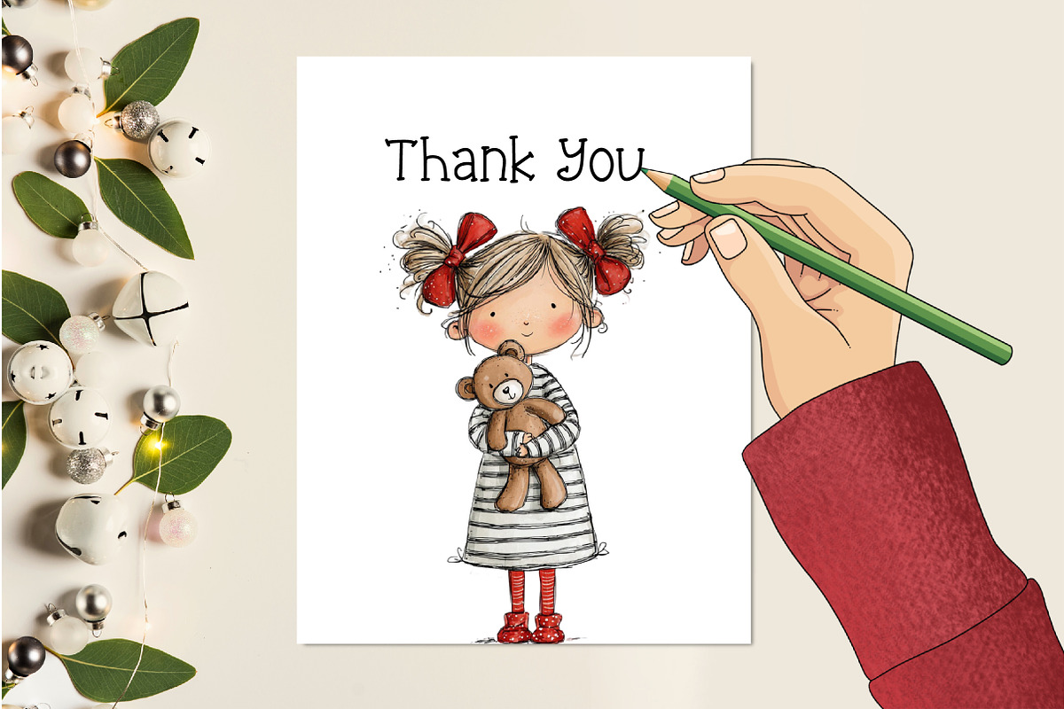 Quirky Funny Christmas Girls Clipart, an Illustration by Creative Art (Photo 10 of 13)