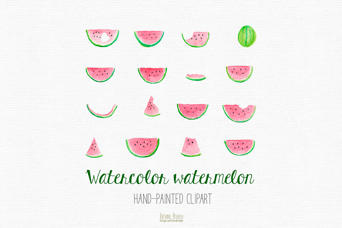 watercolor watermelon slices, a Food Illustration by Autumn Breeze (Photo 3 of 4)