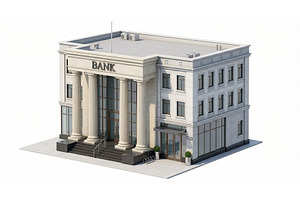 Isometric Bank Building 3D, a Finance Illustration by Nurlan's shop